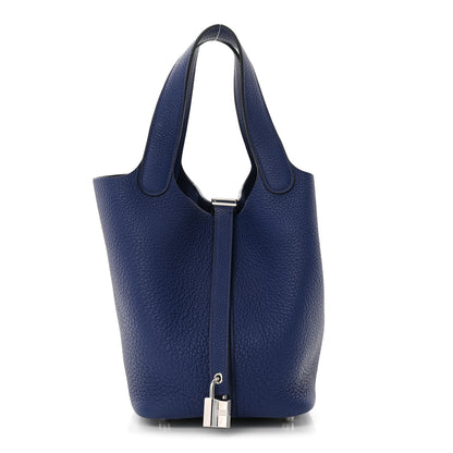 Hermes Taurillon Clemence Picotin Lock 18 PM Bleu Electrique 1 of 11