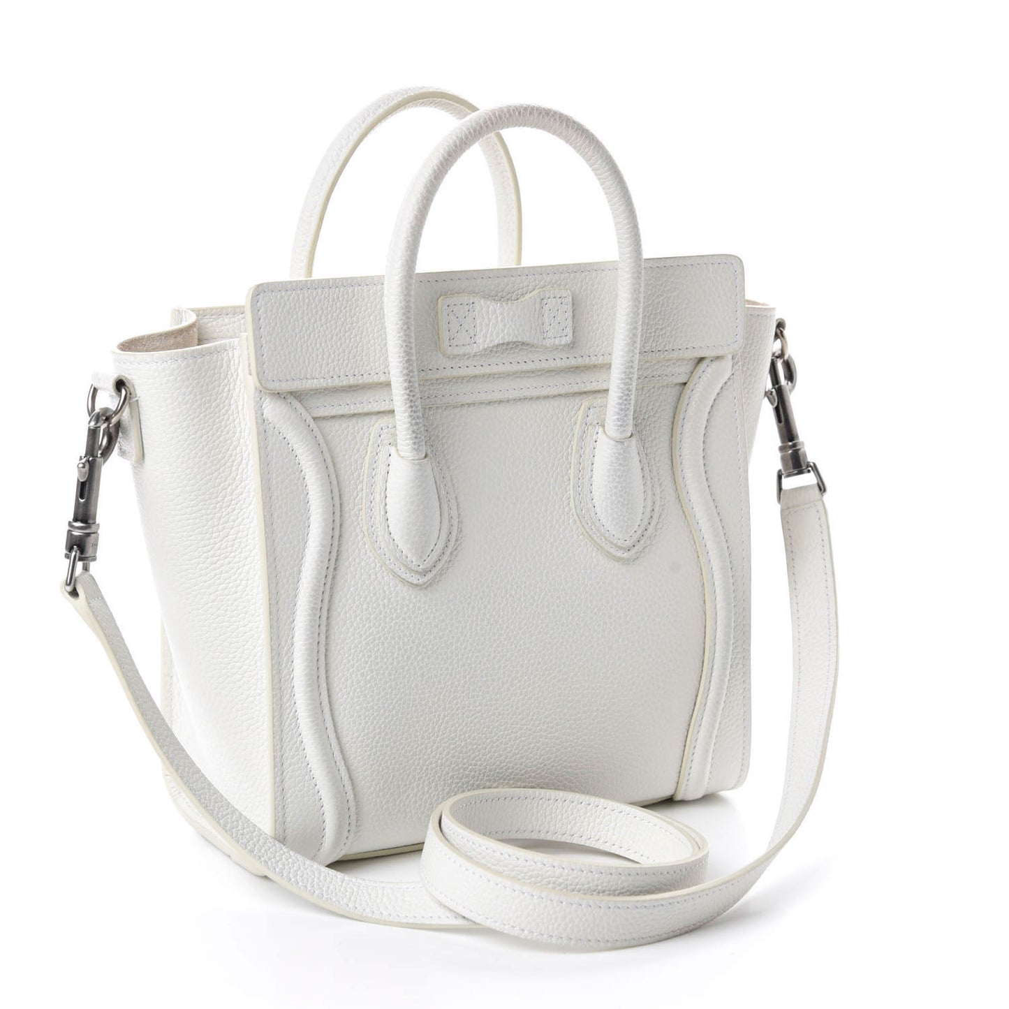 Drummed Calfskin Nano Luggage White