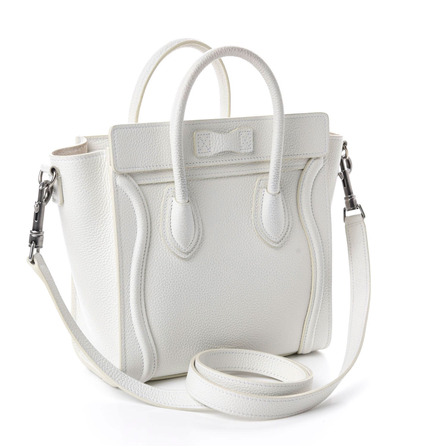 Celine Drummed Calfskin Nano Luggage White 3 of 15