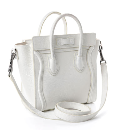 Celine Drummed Calfskin Nano Luggage White 3 of 15