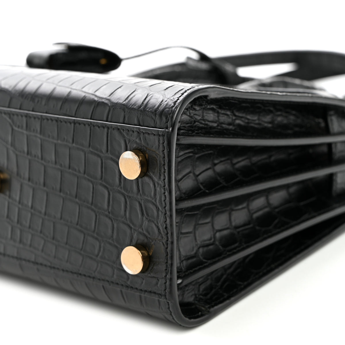 Calfskin Crocodile Embossed Nano Sac De Jour Black