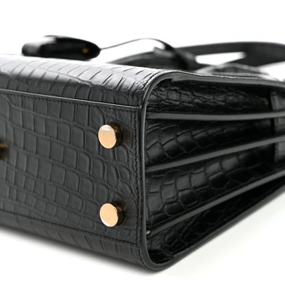 Saint Laurent Calfskin Crocodile Embossed Nano Sac De Jour Black 10 of 10