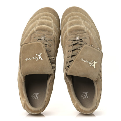 Louis Vuitton Calfskin Suede Mens LV Foot Print Soccer Sneakers 10 Beige 2 of 11