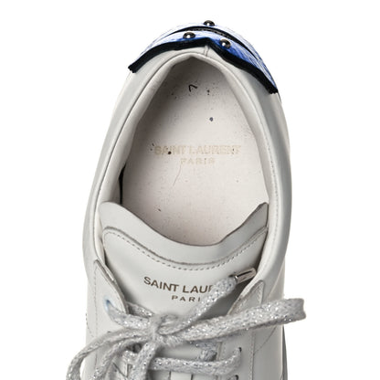 Saint Laurent Calfskin Metallic Ayers Signature Court Lips Sneakers 41 Optic White 8 of 12