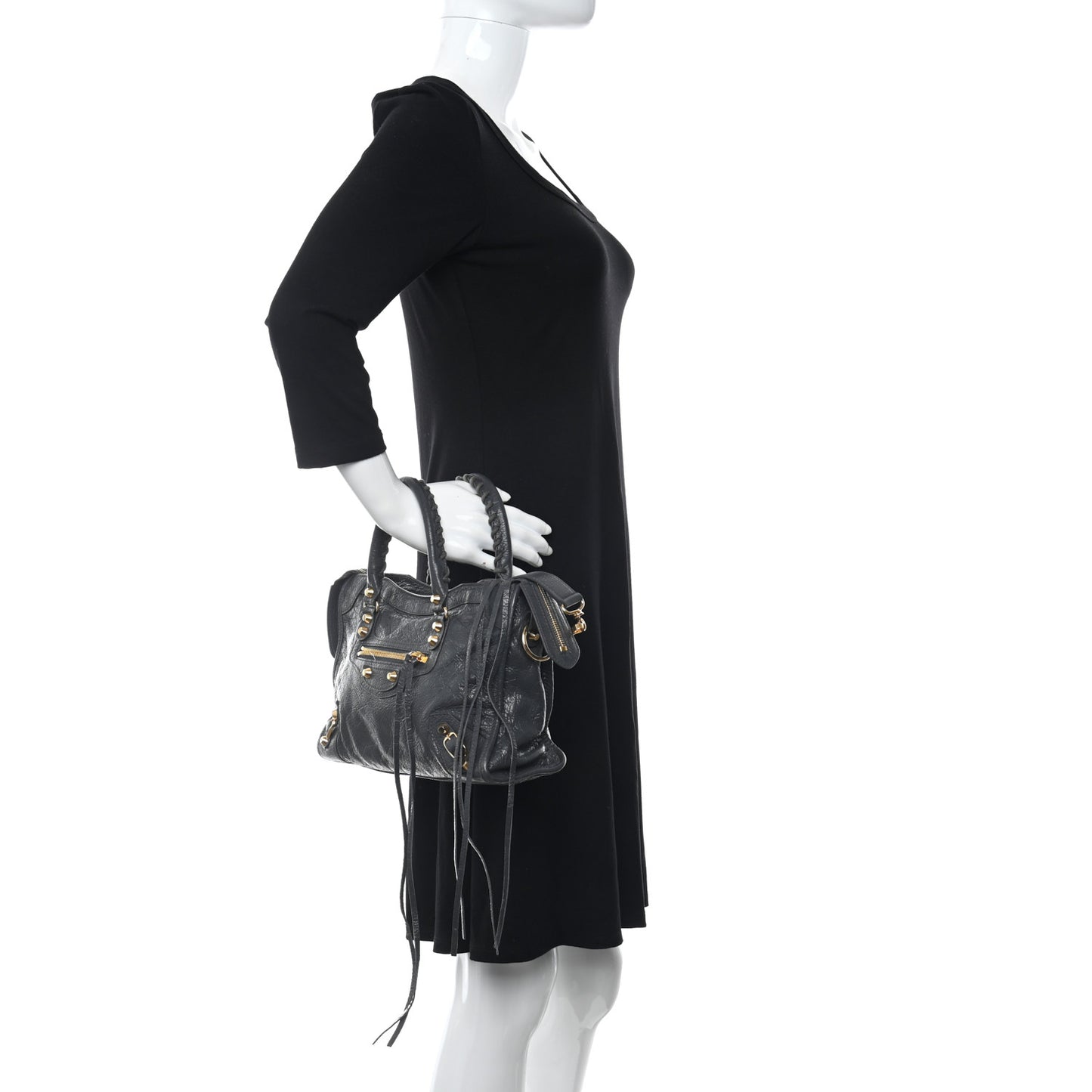 Agneau Classic Gold Hardware S City Gris Fossile