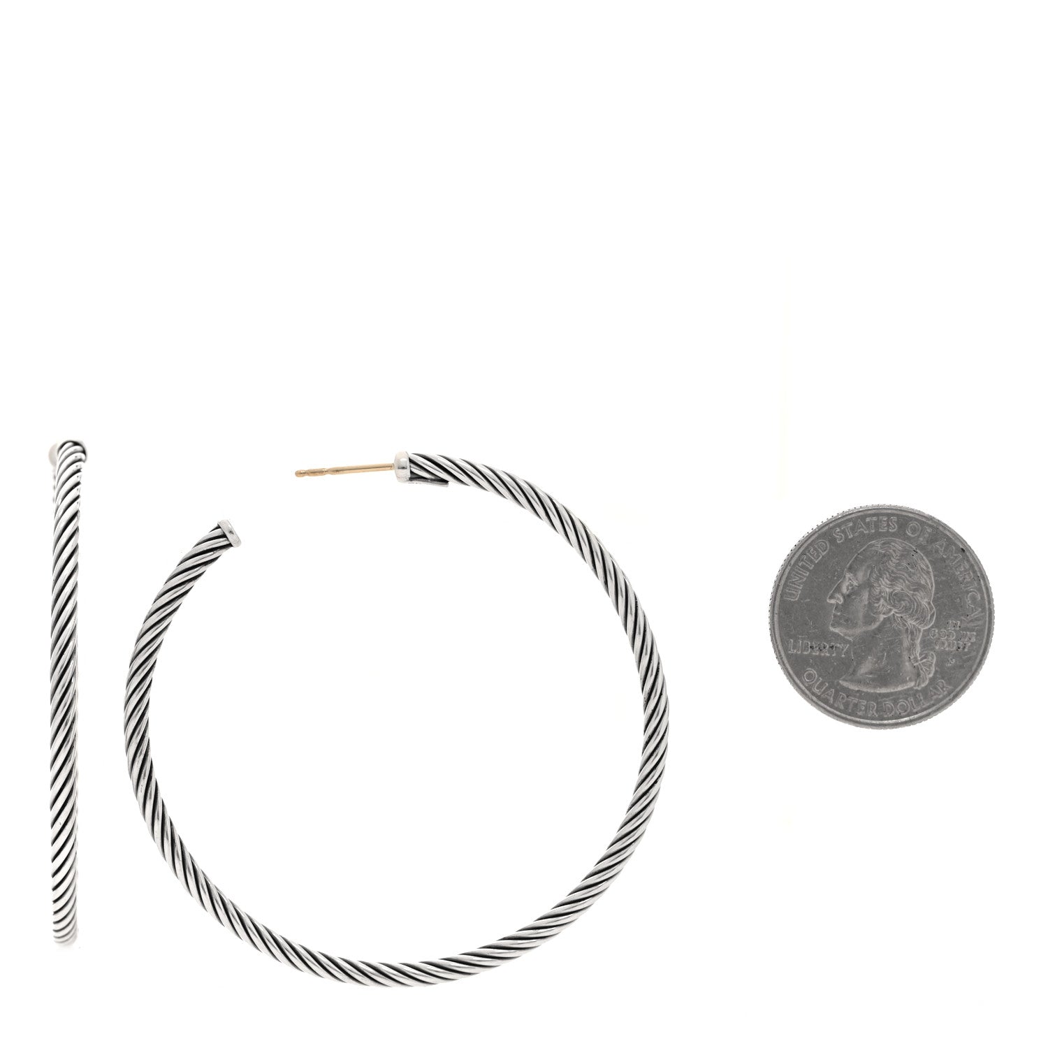 David Yurman Sterling Silver Extra Large Cable Classics Hoop Earrings 2 of 4