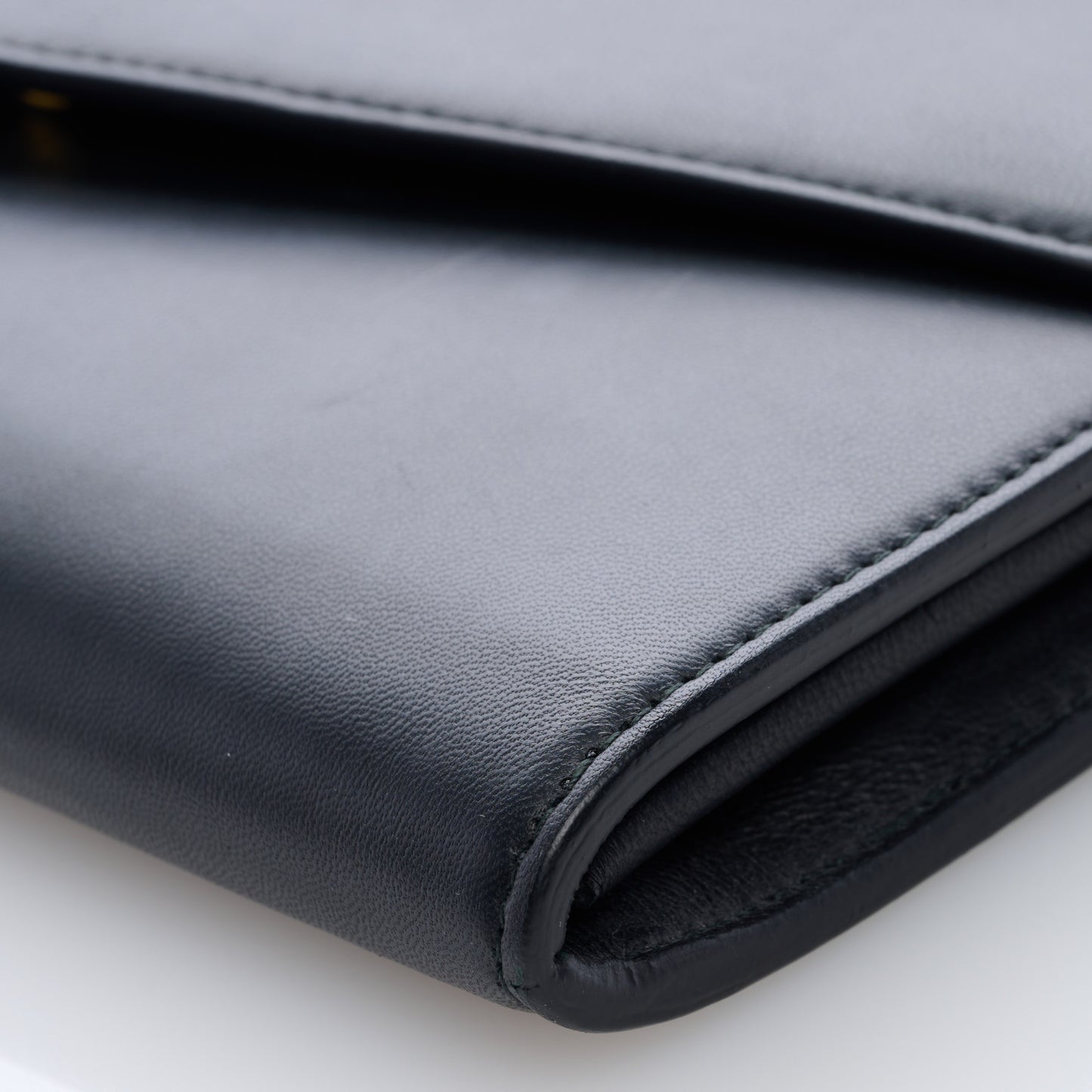 Smooth Calfskin Spider Skull Envelope Clutch Wallet Black