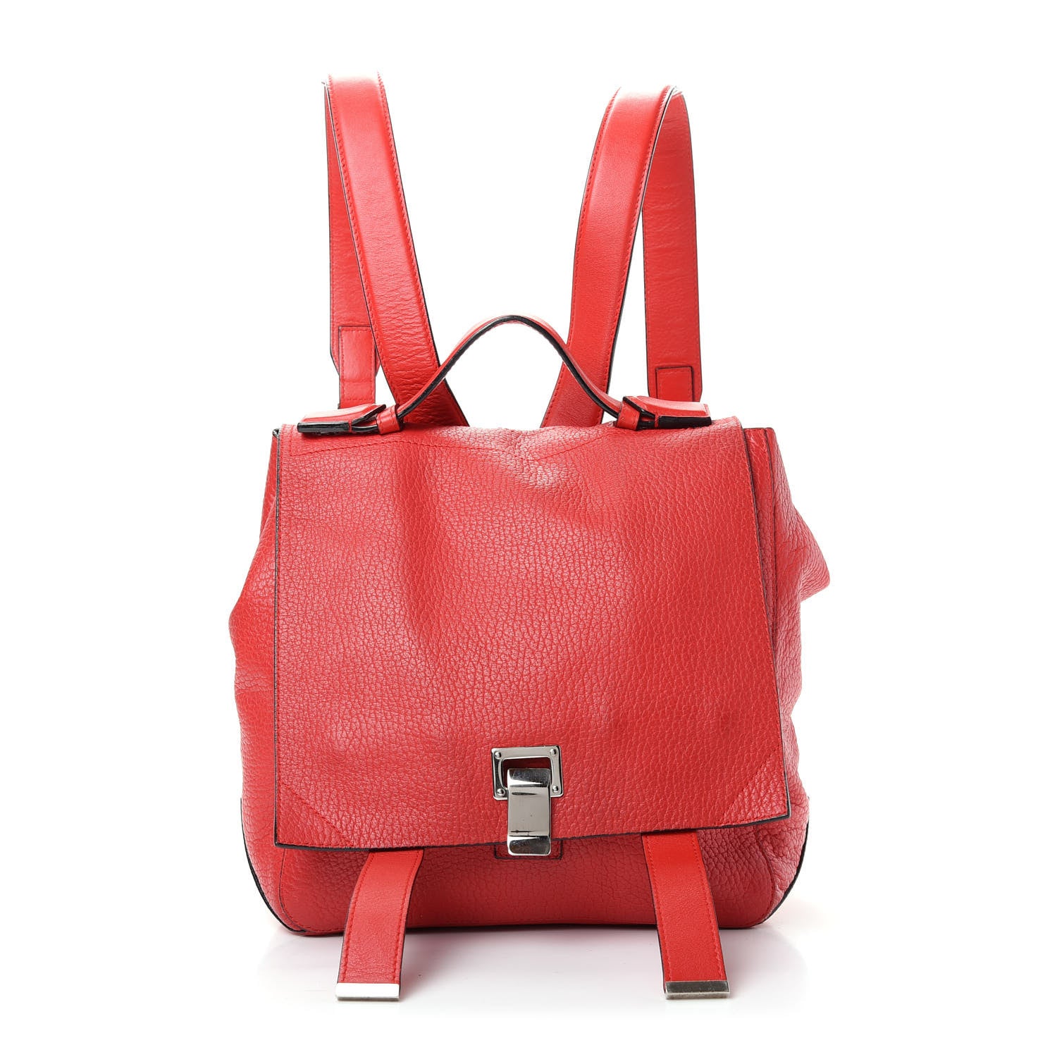 Proenza Schouler Pebbled Calfskin Small PS Courier Backpack Red 1 of 9