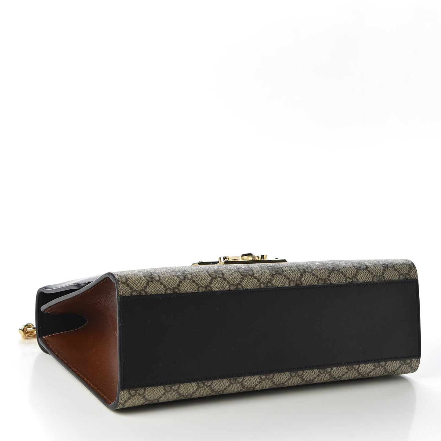 GG Supreme Monogram Calfskin Medium Padlock Shoulder Bag Beige Black Cuir