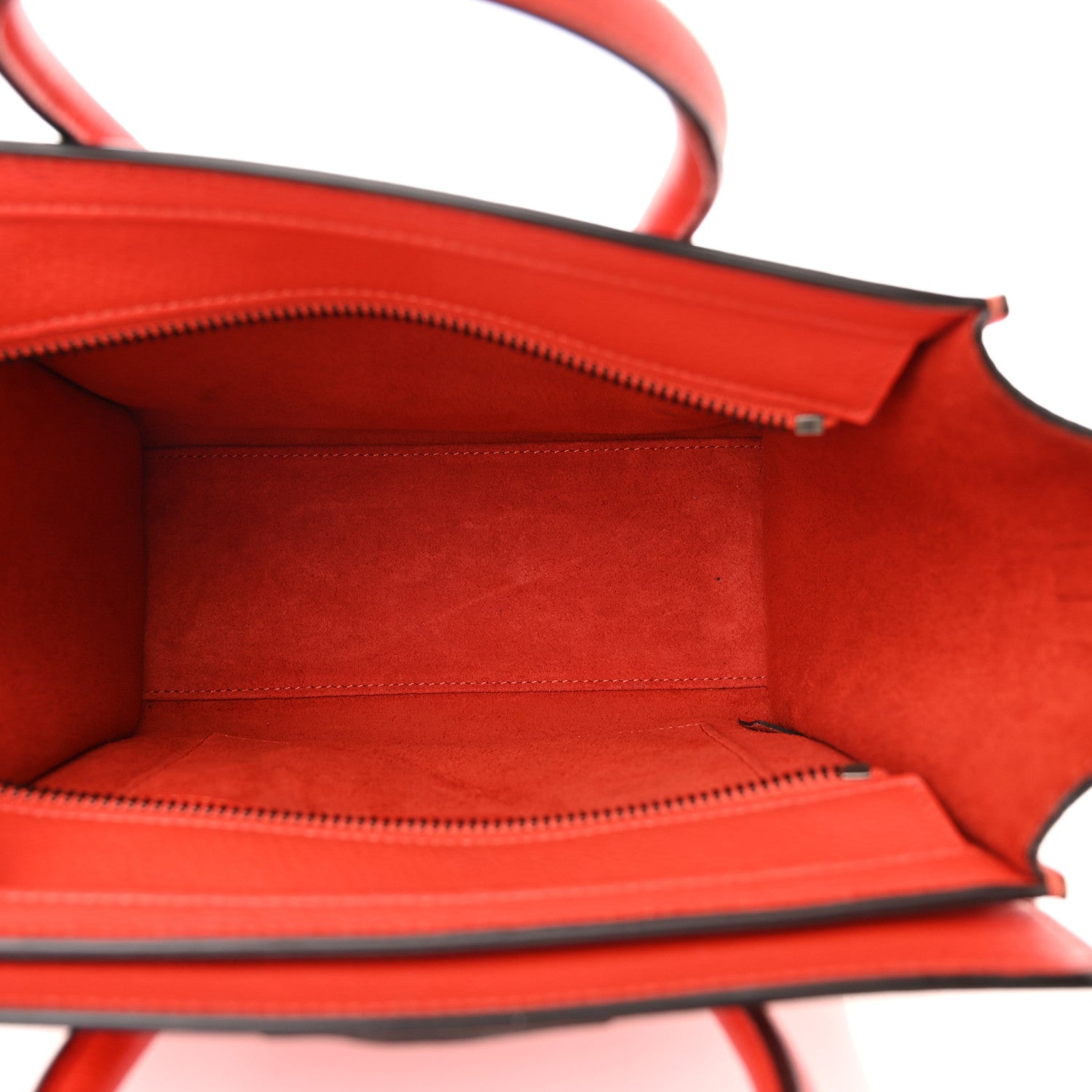 Celine Drummed Calfskin Nano Luggage Vermillion 5 of 15