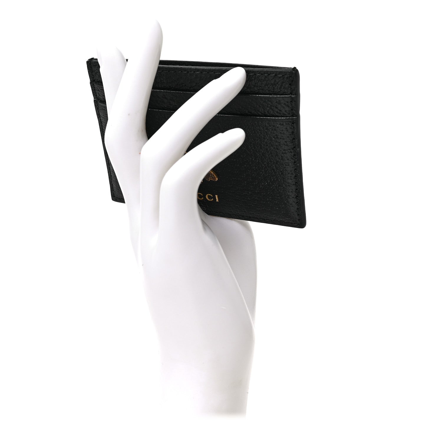 Gucci Pebbled Calfskin Animalier Card Holder Black 2 of 7