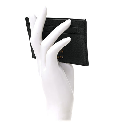 Gucci Pebbled Calfskin Animalier Card Holder Black 2 of 7