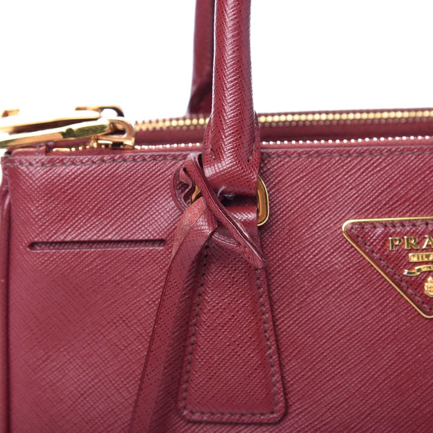 Saffiano Mini Galleria Double Zip Tote Cerise