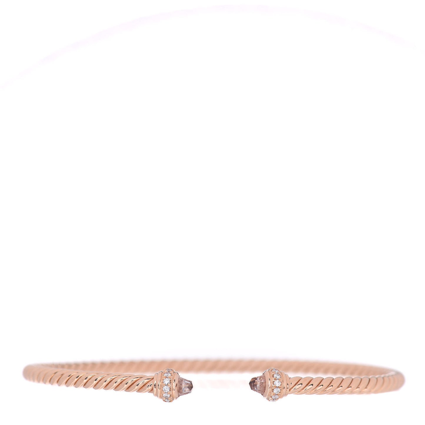 18K Rose Gold Diamond Morganite 3mm Cablespira Bracelet