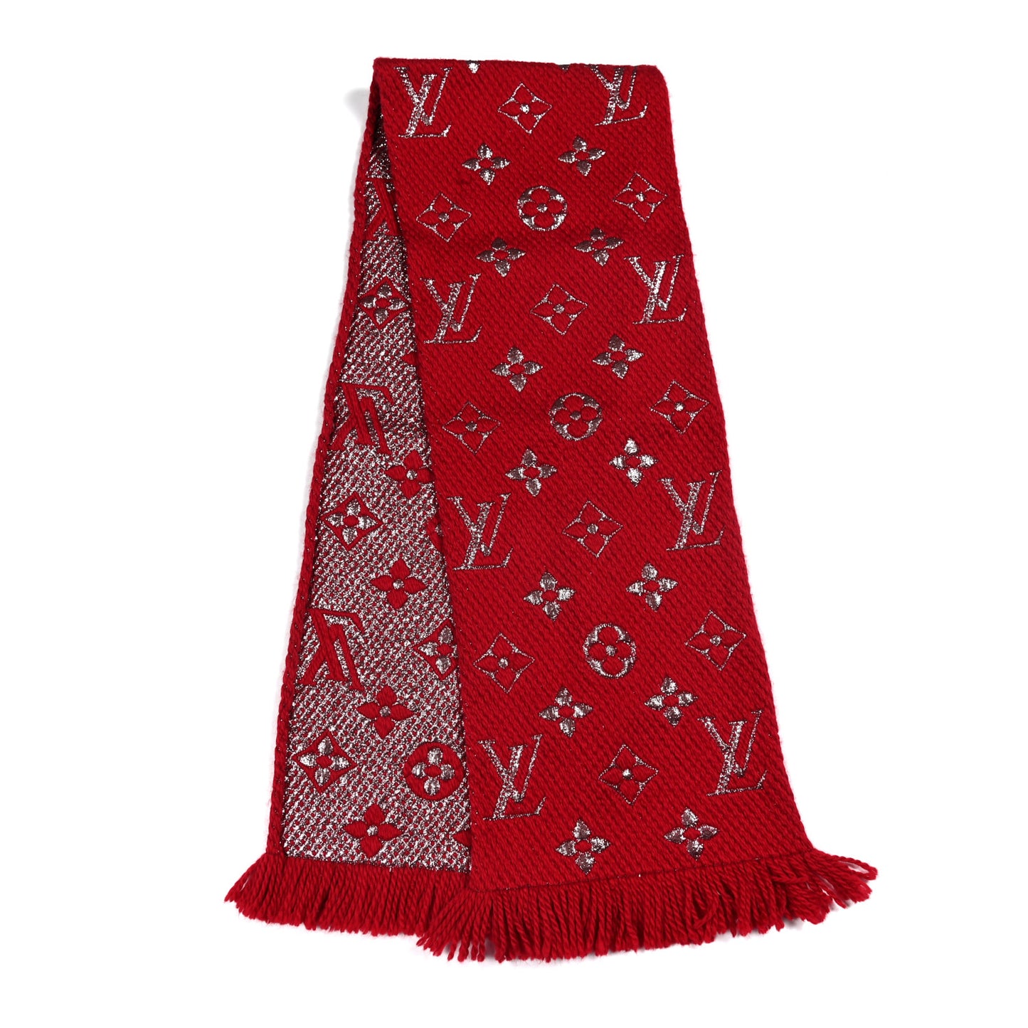 Wool Silk Logomania Shine Scarf Rubis