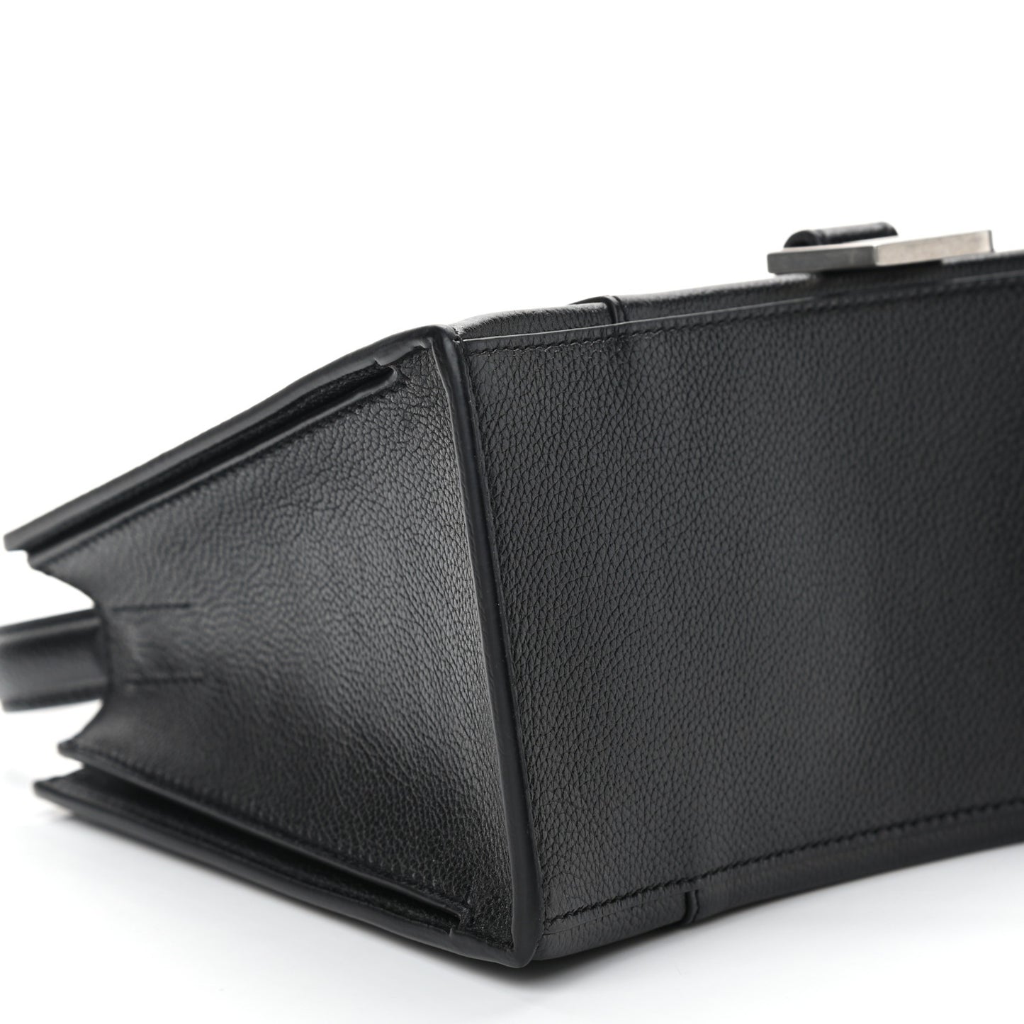 Grained Calfskin XS Hourglass East West Tote Black
