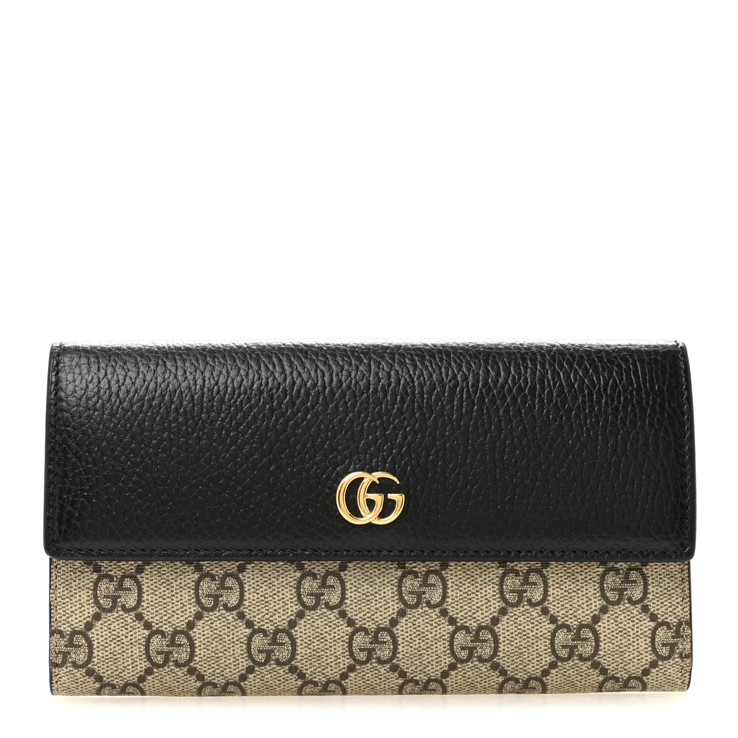 Dollar Calfskin GG Supreme Monogram GG Marmont Continental Wallet Black Beige Ebony