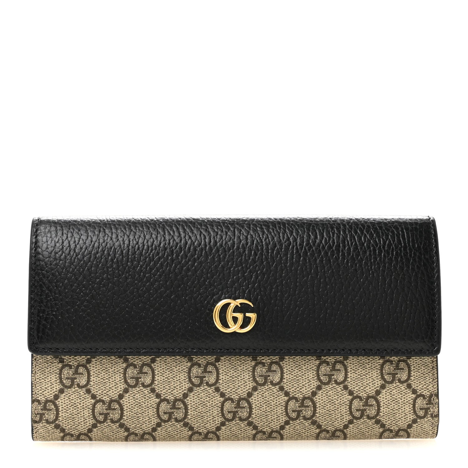 Gucci Dollar Calfskin GG Supreme Monogram GG Marmont Continental Wallet Black Beige Ebony 1 of 8