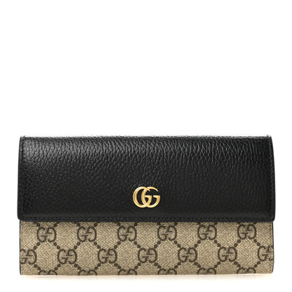 Gucci Dollar Calfskin GG Supreme Monogram GG Marmont Continental Wallet Black Beige Ebony 1 of 8