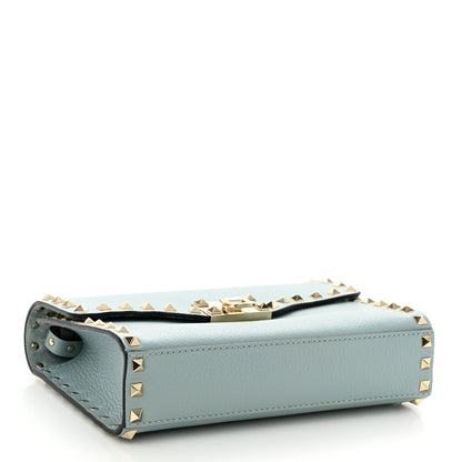 Valentino Garavani Pebbled Calfskin Medium Rockstud Flip Lock Crossbody Bag Celadon 4 of 9