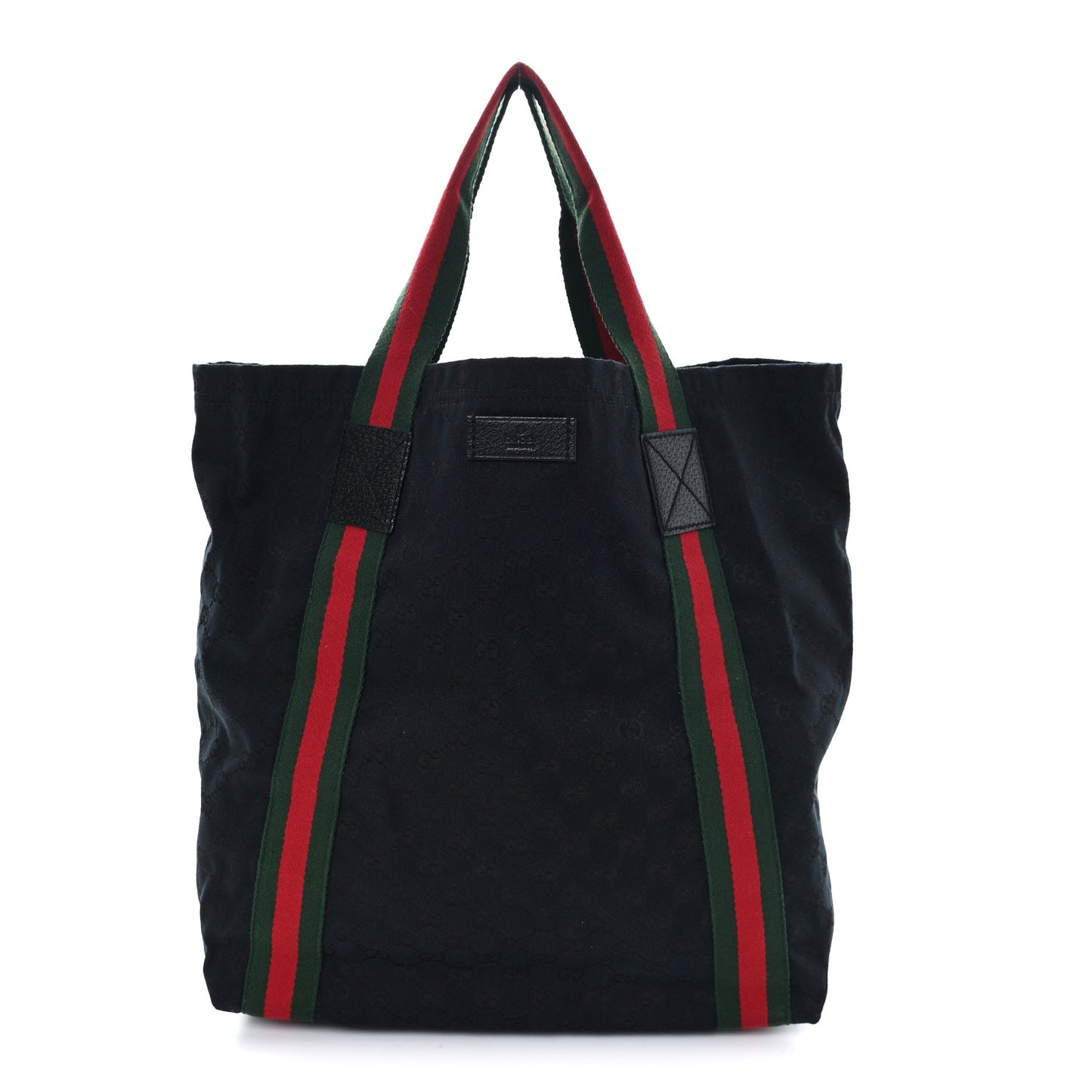 GG Monogram Medium Web Handle Vertical Tote Black