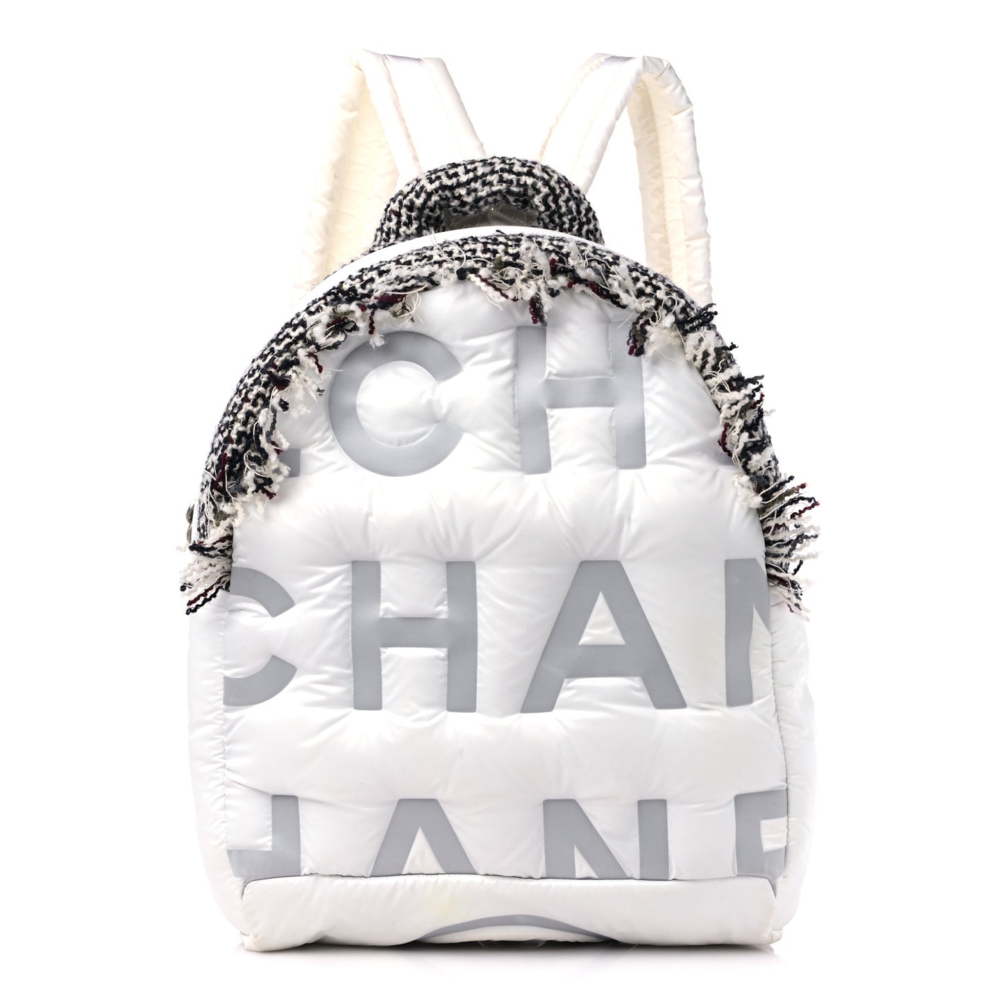 Nylon Tweed Coco Neige Small Doudoune Backpack Ivory
