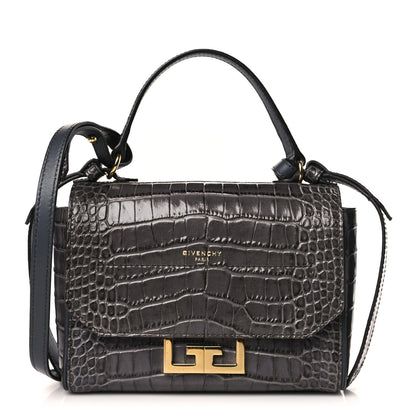 Givenchy Calfskin Crocodile Embossed Mini Eden Top Handle Storm Grey 1 of 8