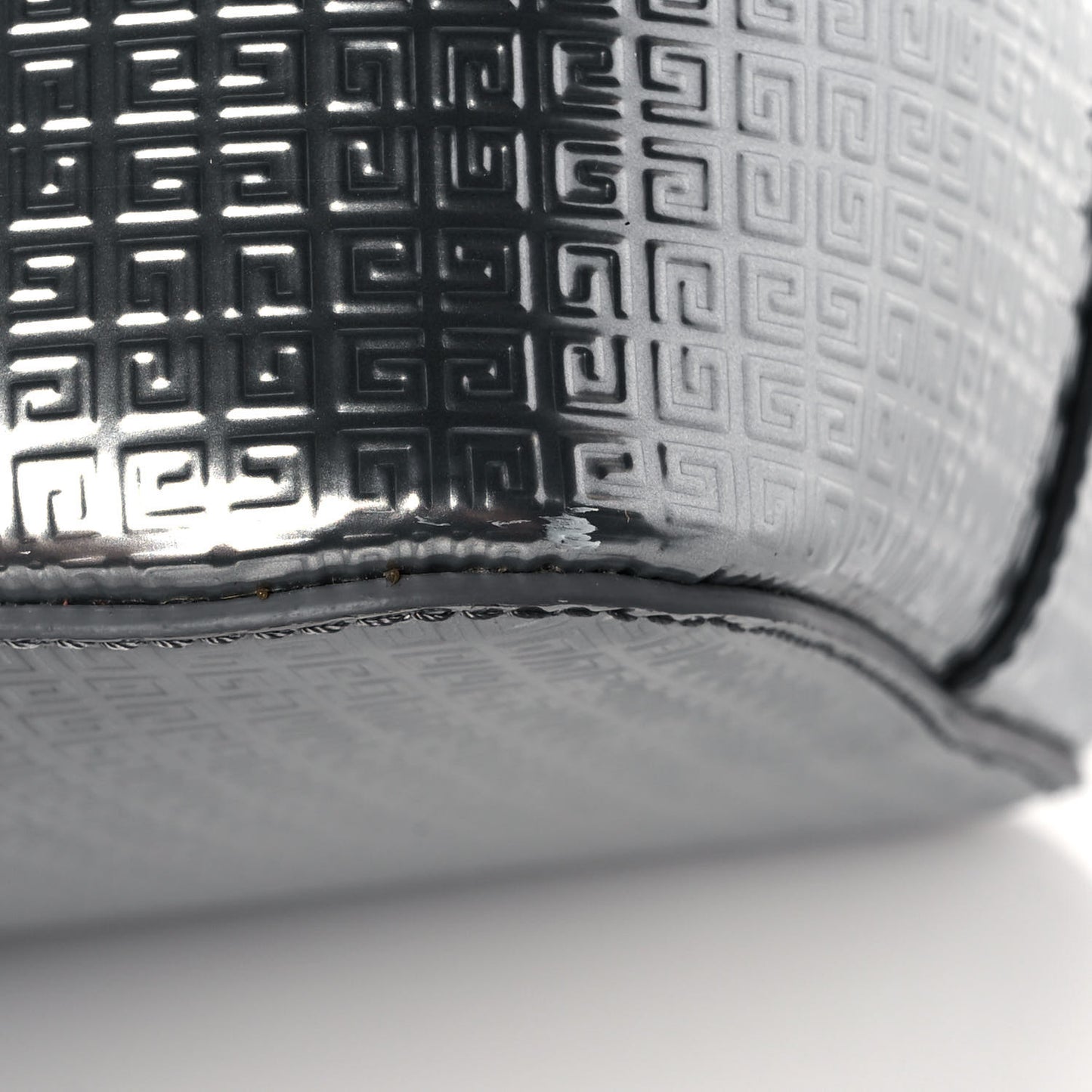 Metallic Calfskin Logo Embossed Wing Shopper Tote Silver