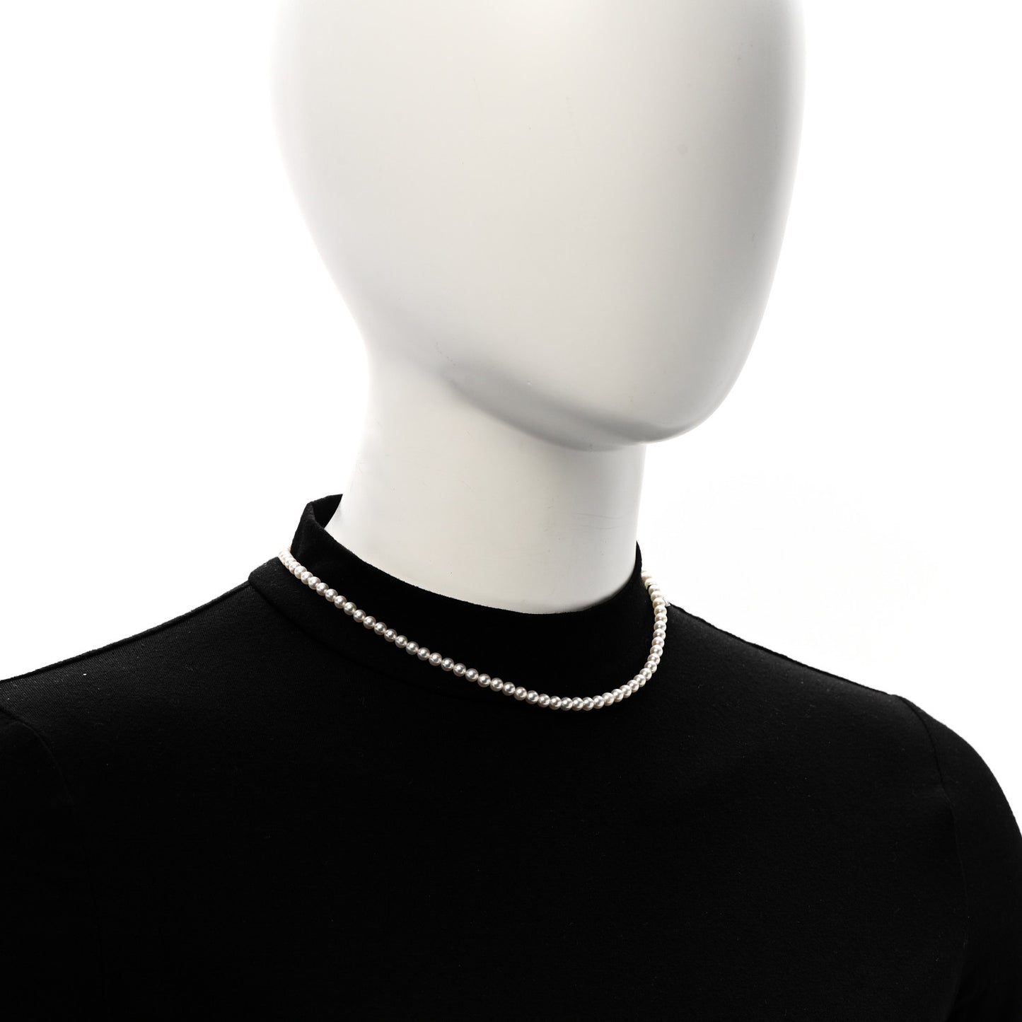 18K White Gold Akoya Cultured Pearl 4mm Strand Necklace 16"