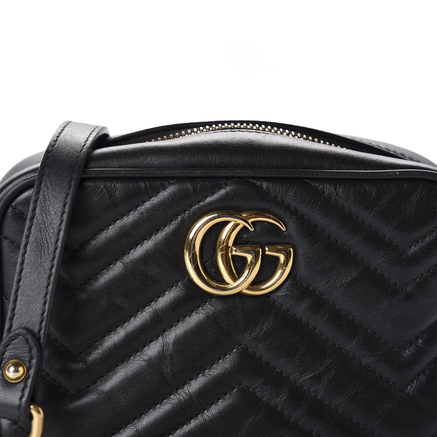 Gucci Calfskin Matelasse Mini GG Marmont Chain Shoulder Bag Black 14 of 14