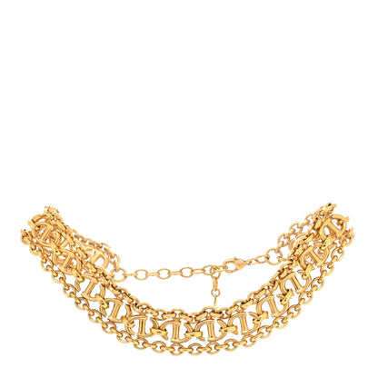 Christian Dior Metal Wide CD Logo Chain Link Choker Necklace Gold 3 of 5
