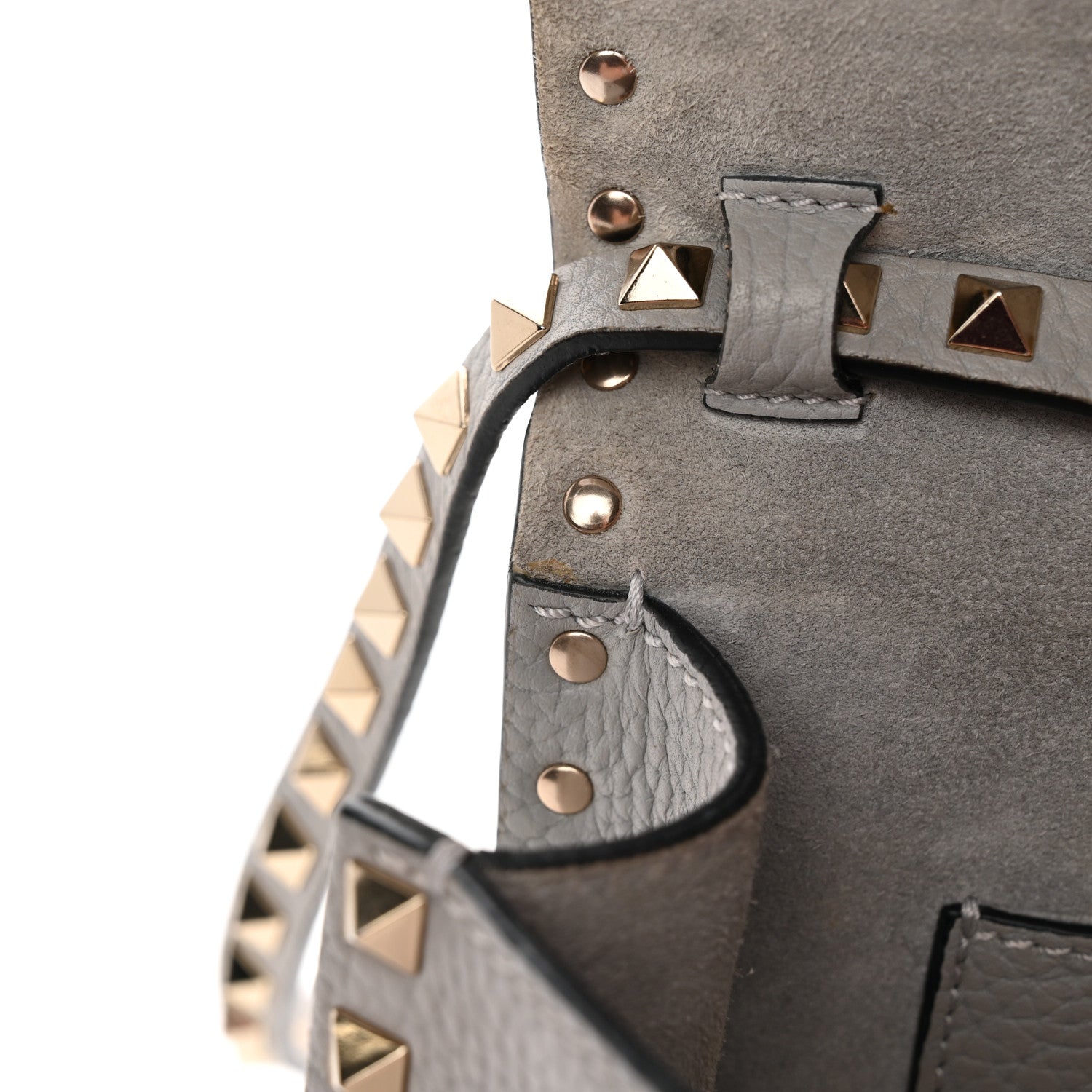 Valentino Garavani Pebbled Calfskin Medium Rockstud Flip Lock Crossbody Bag Pastel Grey 10 of 11