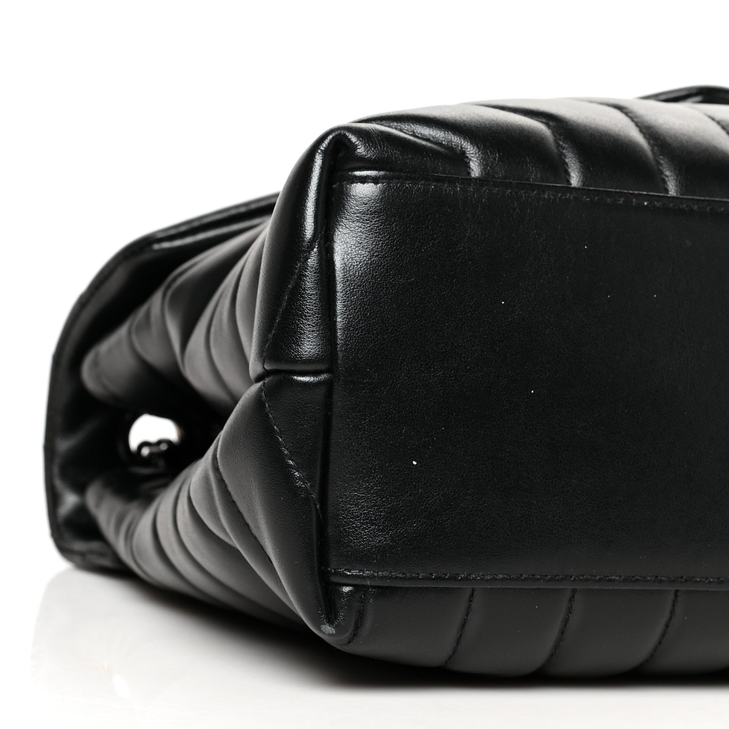 Calfskin Y Quilted Monogram Medium Loulou Chain Satchel Black