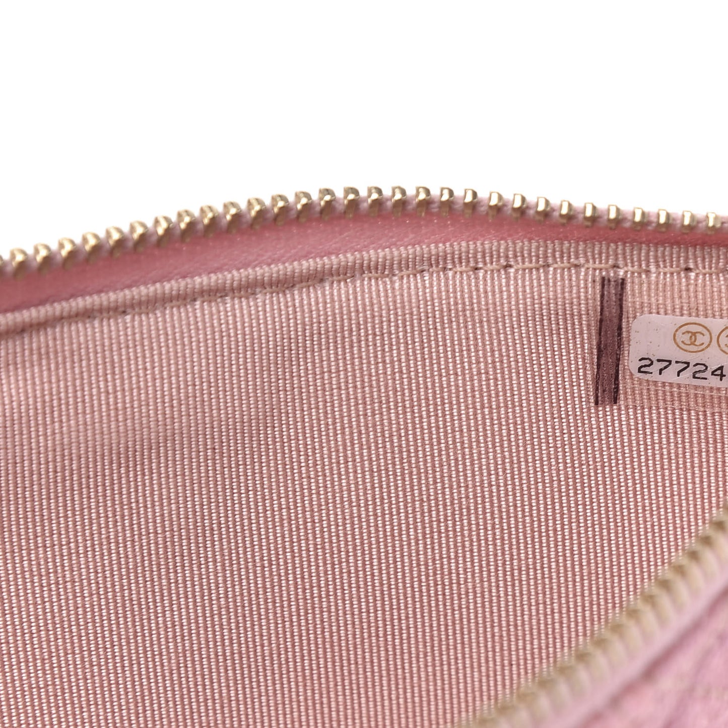 Iridescent Caviar Quilted Classic Flat Wallet Pouch Pink