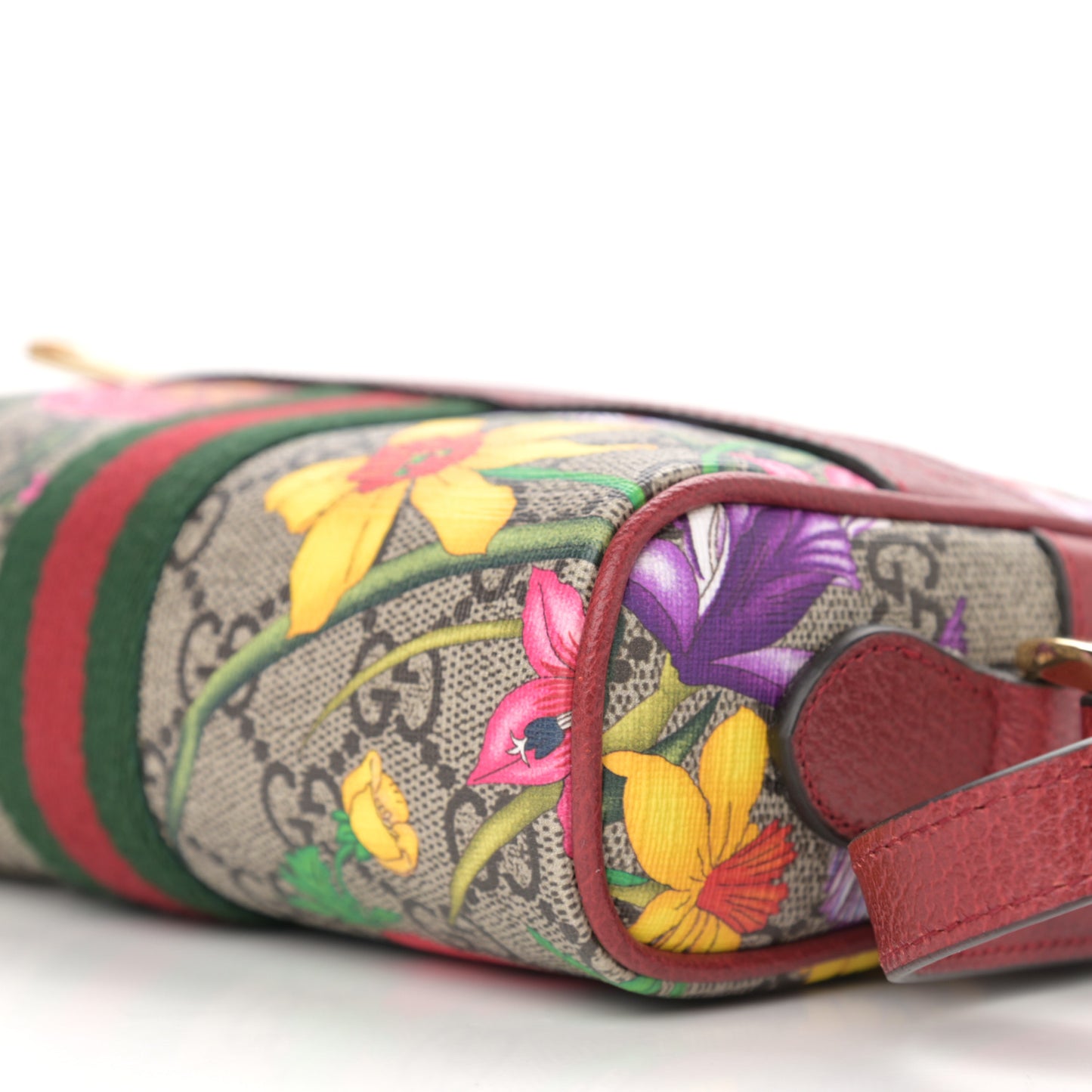 GG Supreme Monogram Flora Web Mini Ophidia Shoulder Bag Red