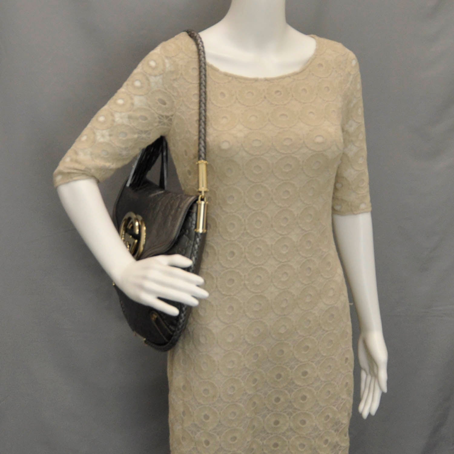 Gucci Guccissima Britt Tassel Shoulder Bag Gunmetal 2 of 21