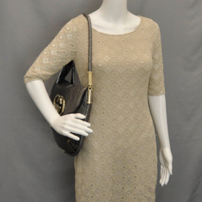 Gucci Guccissima Britt Tassel Shoulder Bag Gunmetal 2 of 21