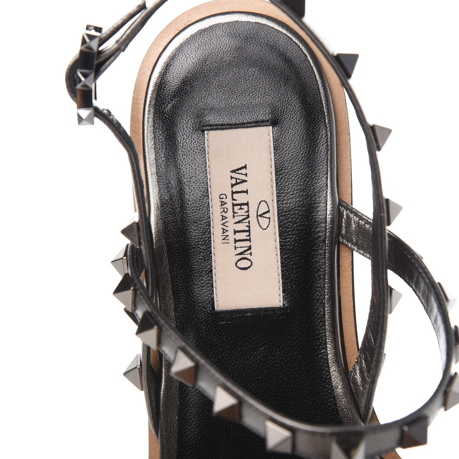Valentino Garavani Metallic Nappa Rockstud T-Strap Slingback Flat Sandals 37.5 Rutenio 6 of 9
