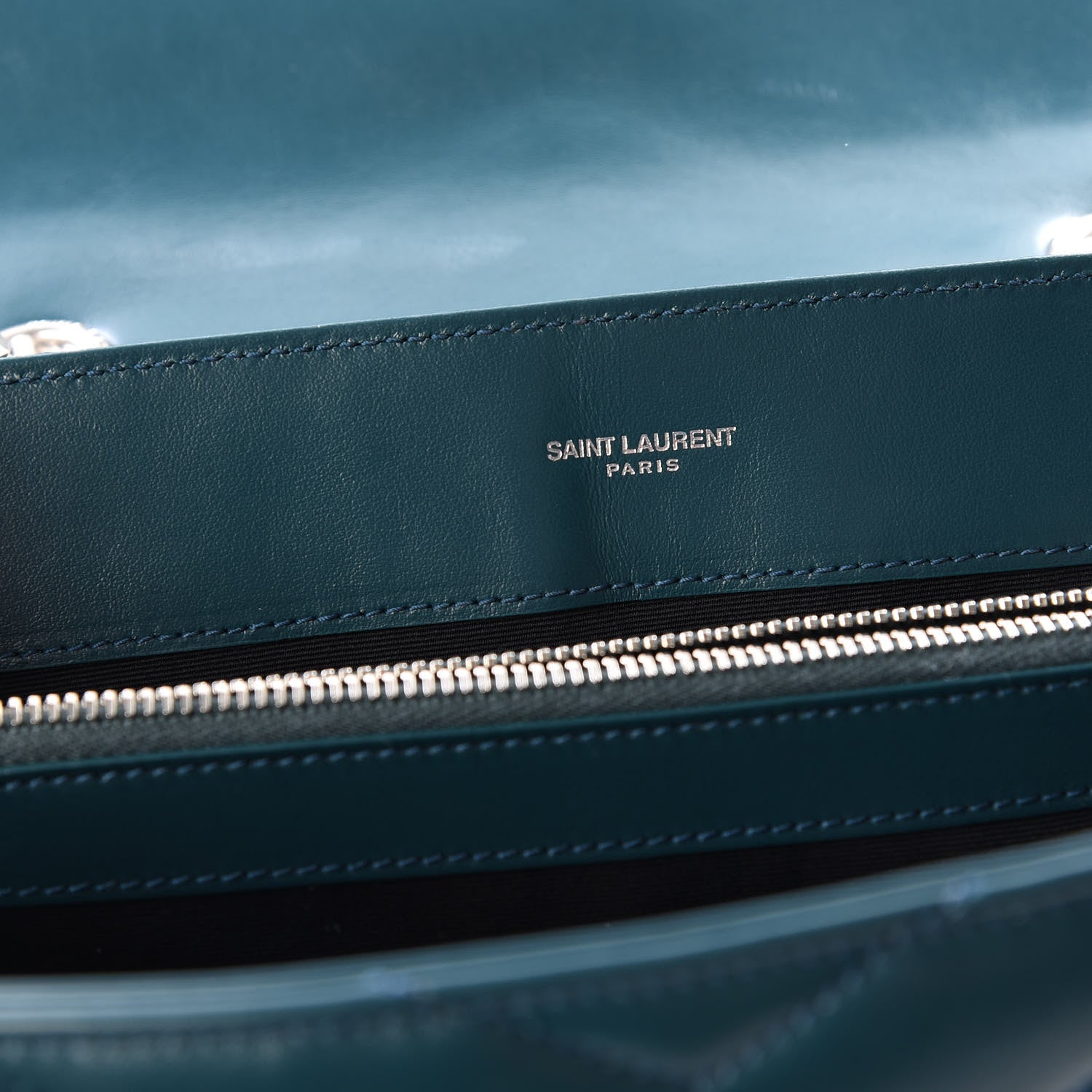 Saint Laurent Calfskin Y Quilted Monogram Medium Loulou Chain Satchel Dark Turquoise 9 of 11