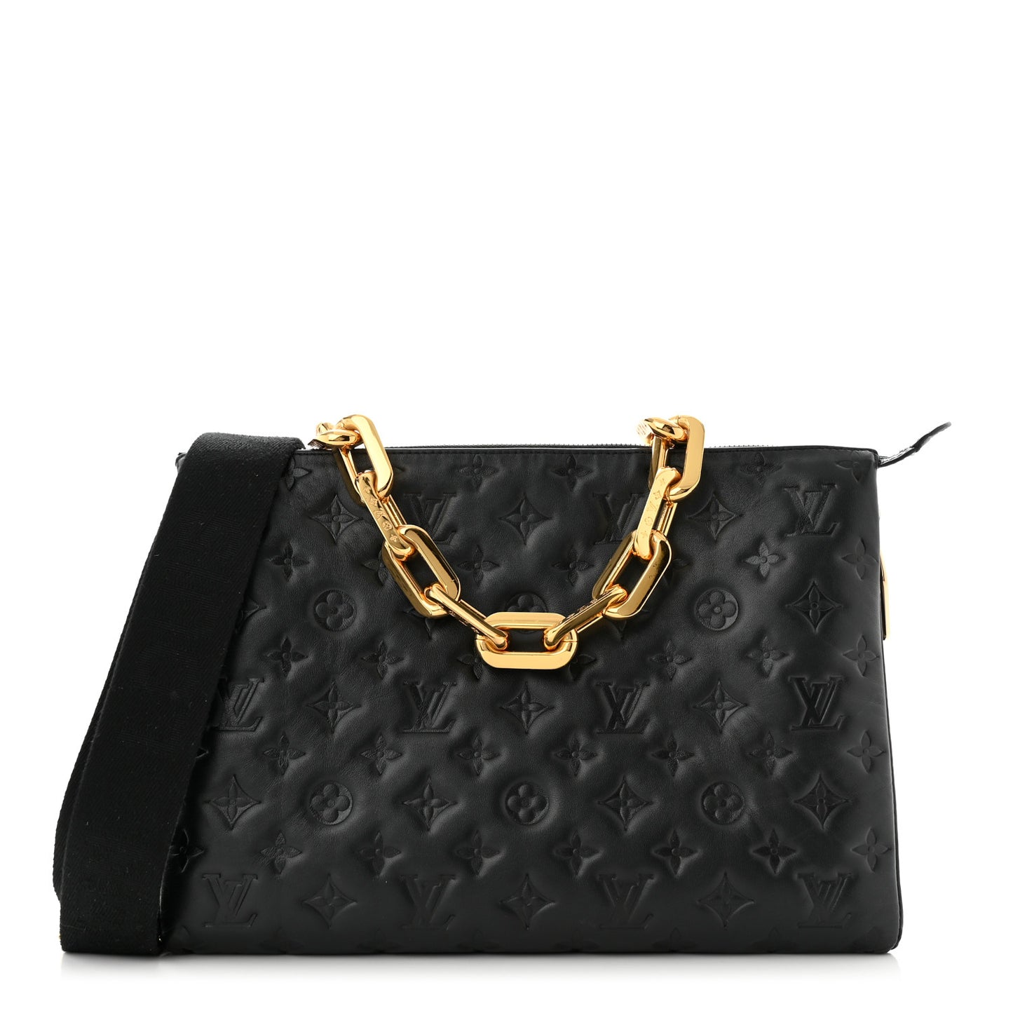 Lambskin Embossed Monogram Coussin MM Black
