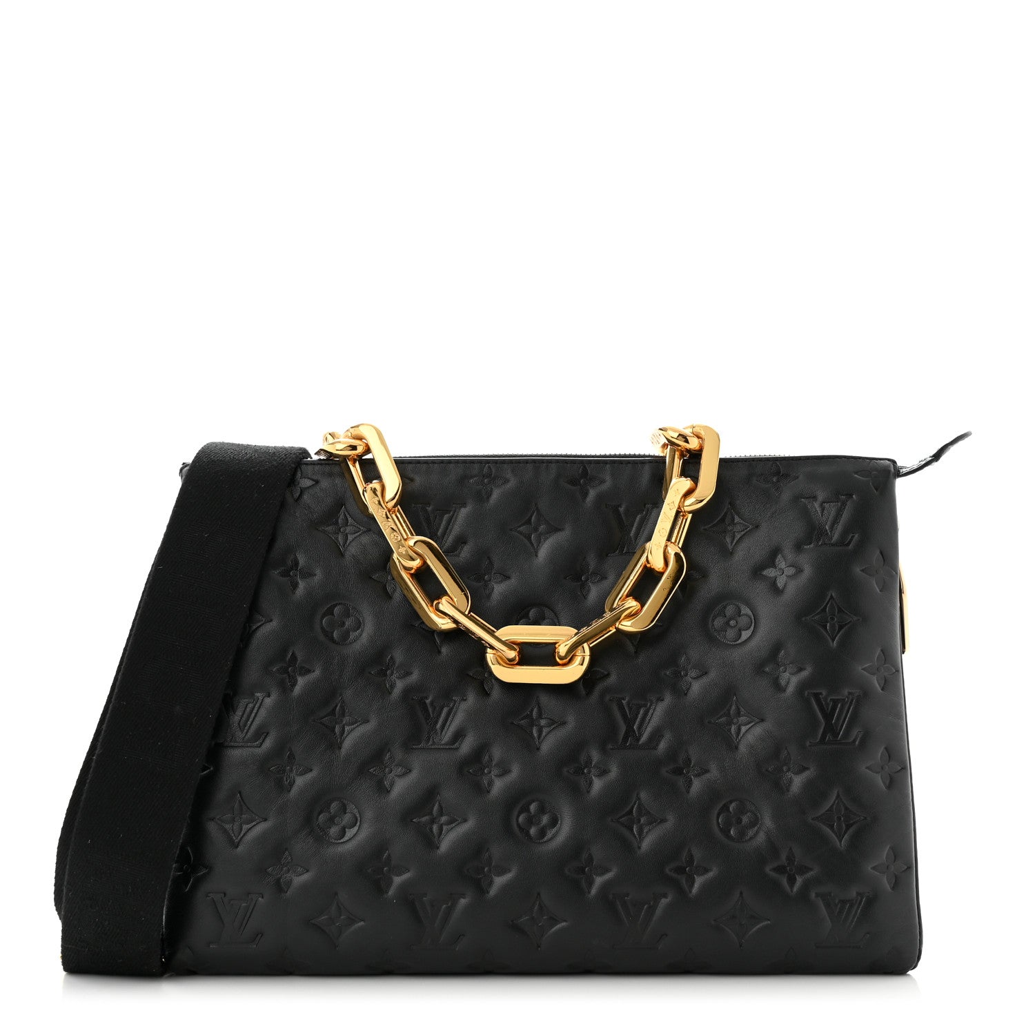 Louis Vuitton Lambskin Embossed Monogram Coussin MM Black 1 of 10