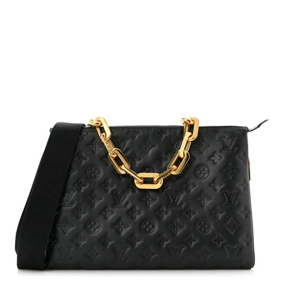 Louis Vuitton Lambskin Embossed Monogram Coussin MM Black 1 of 10