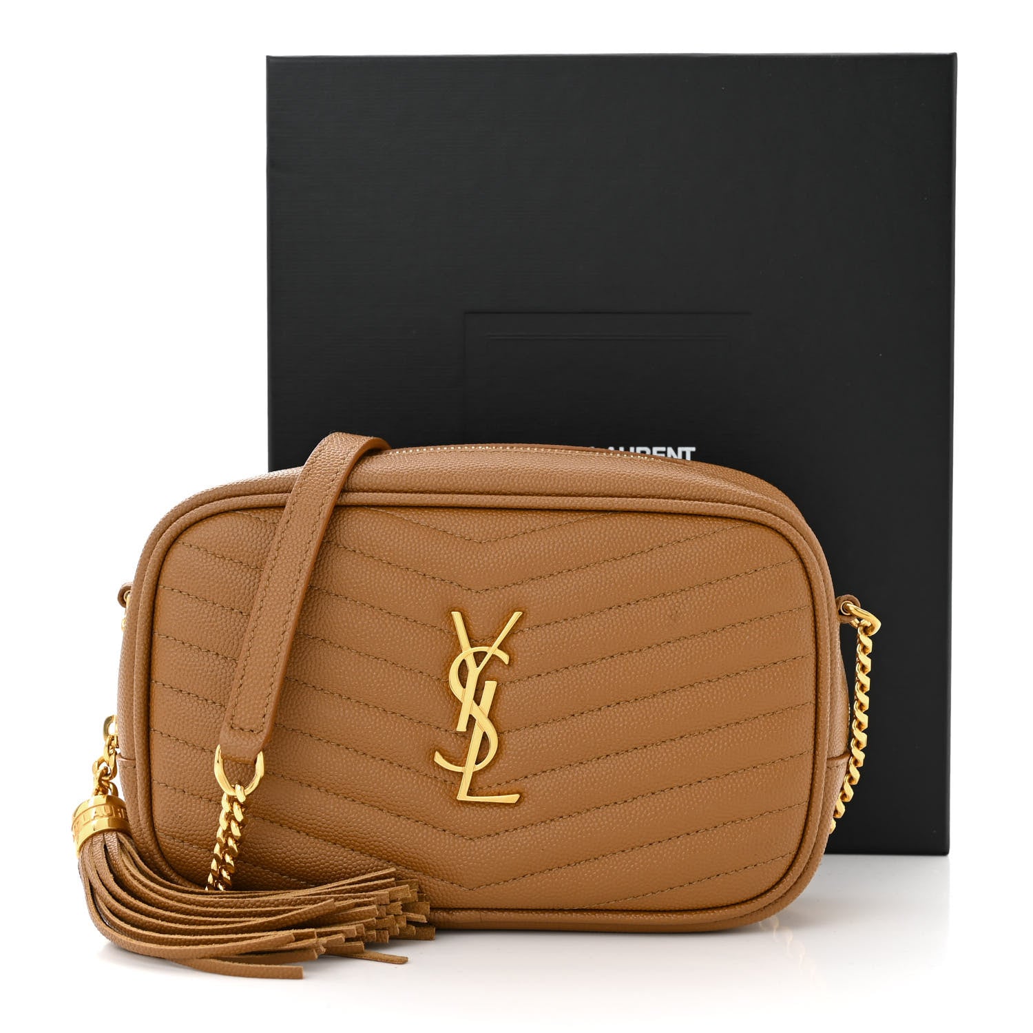 Saint Laurent Grain De Poudre Matelasse Monogram Mini Lou Camera Bag Dark Natural 11 of 11