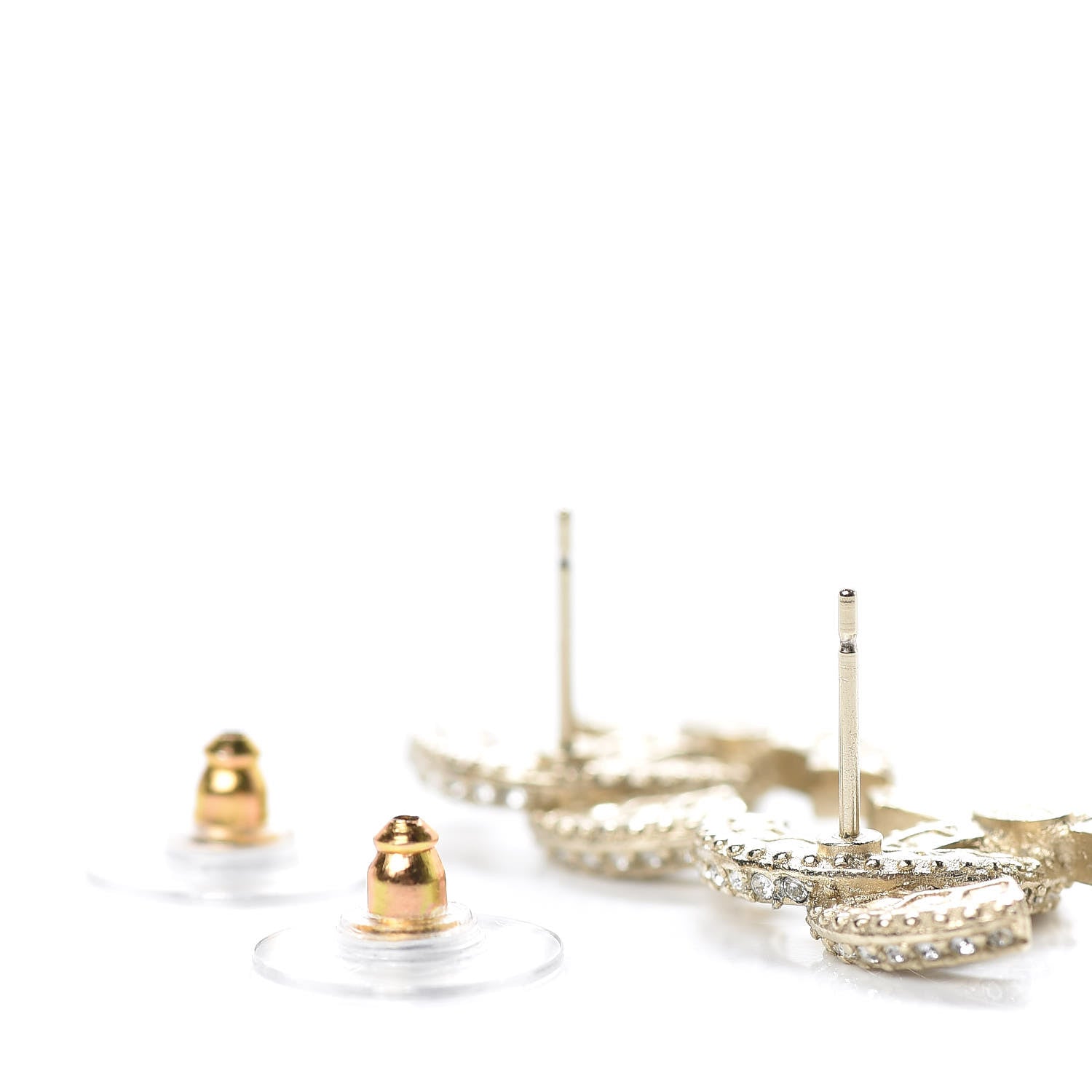 Chanel Crystal CC Earrings Light Gold 3 of 5