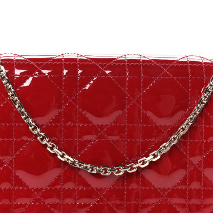 Christian Dior Patent Cannage Lady Dior Chain Wallet Rouge Ceris 9 of 11