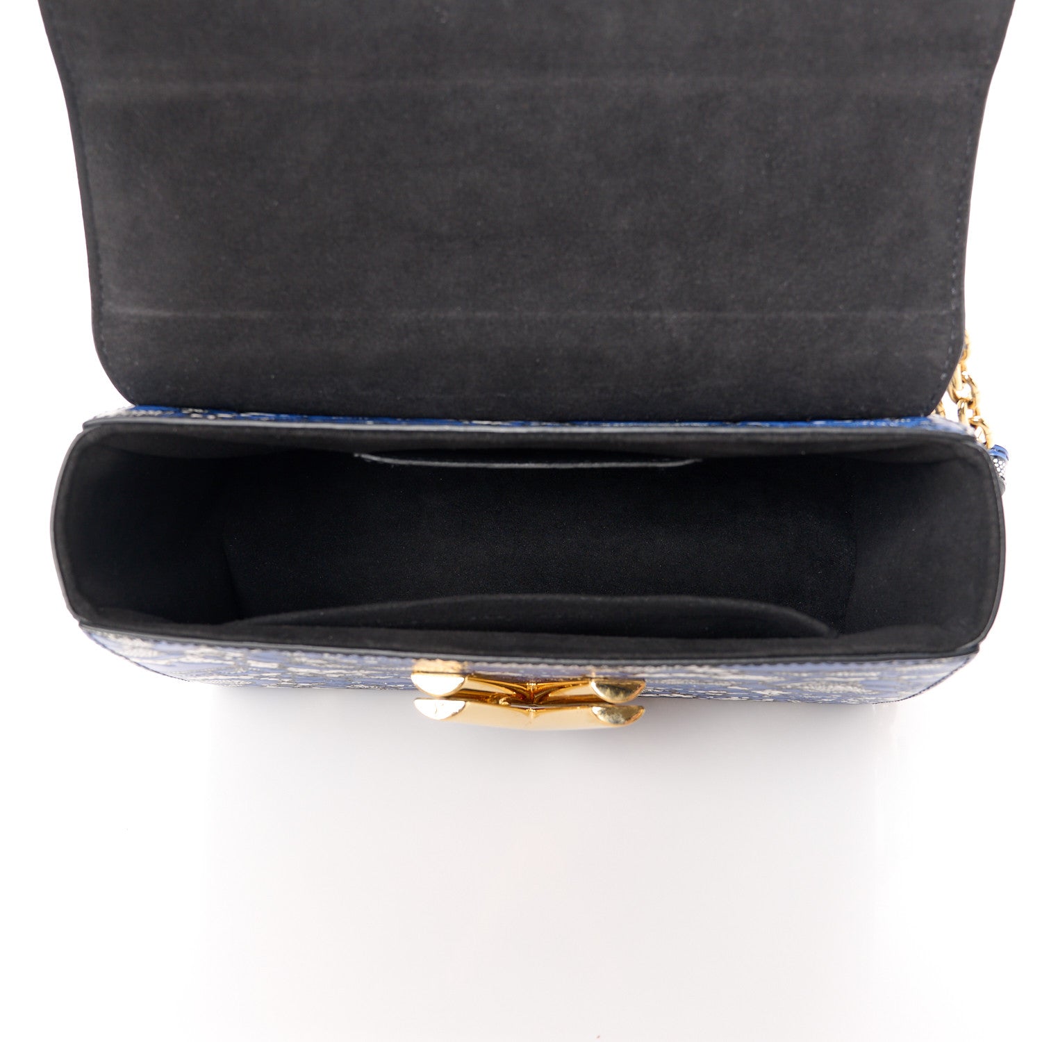 Louis Vuitton Calfskin Lace Flower Inlay Twist Shoulder Bag MM Navy Black 6 of 12