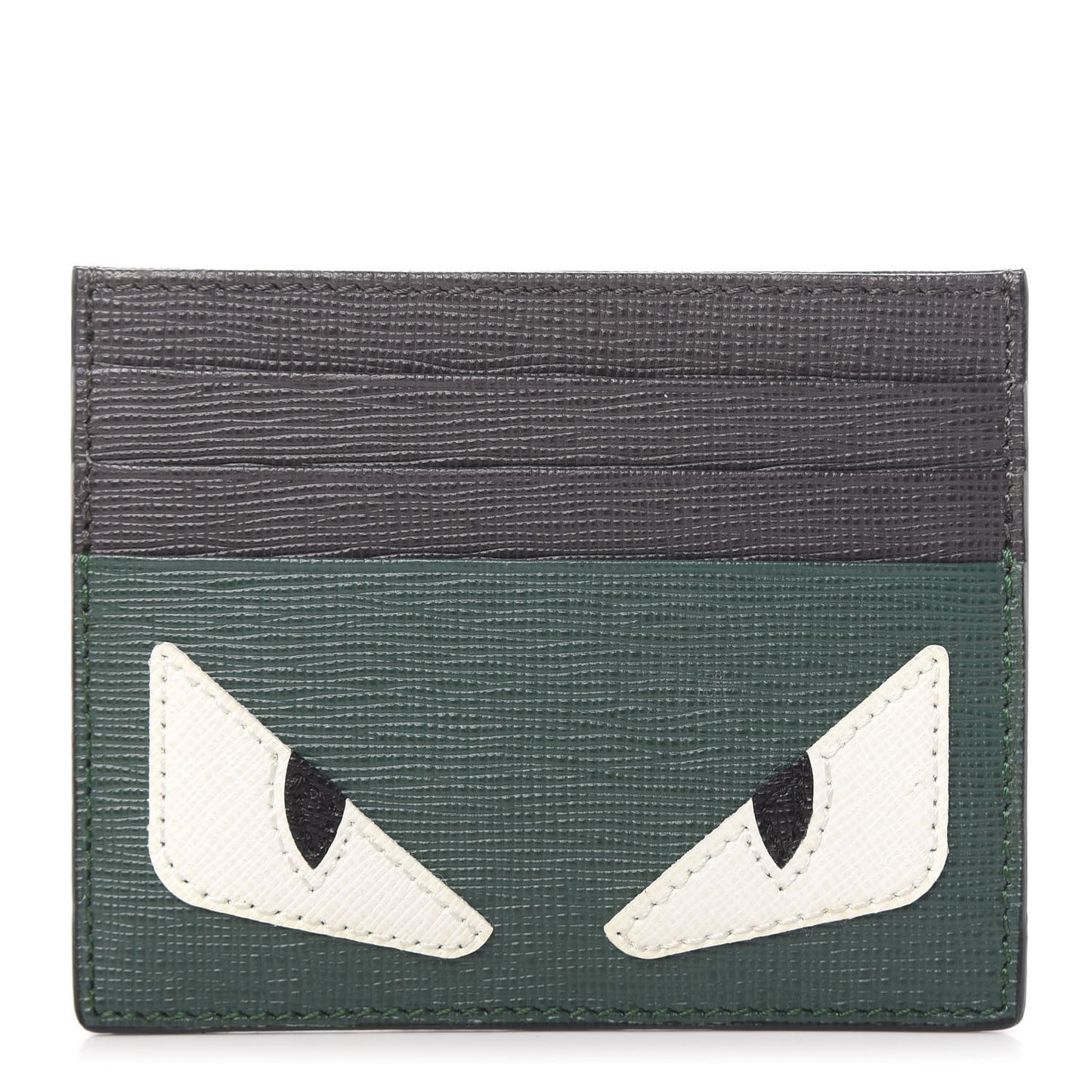 Vitello Elite Monster Eyes Inlay Card Holder Green Black