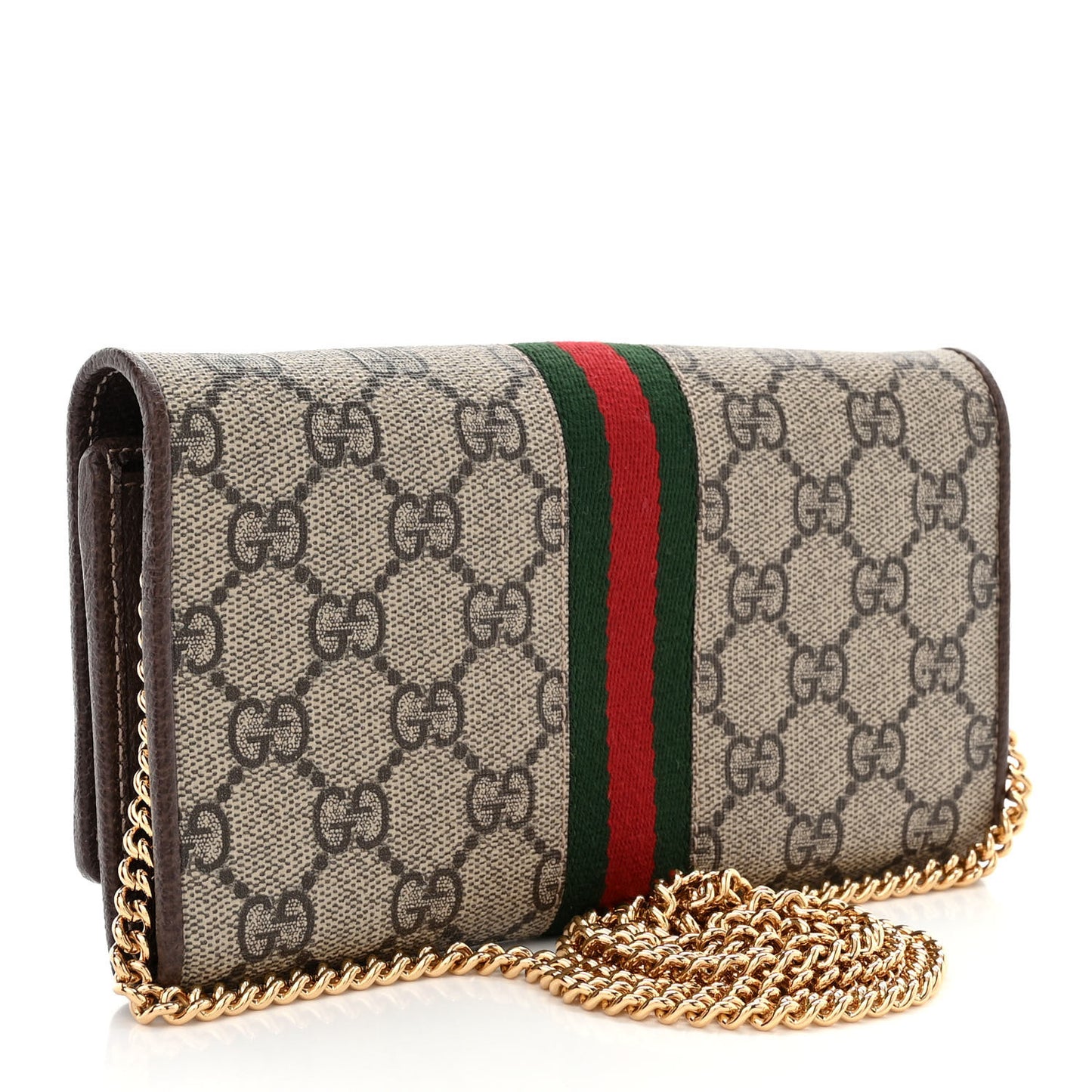 GG Supreme Monogram Web Ophidia Wallet On Chain Brown
