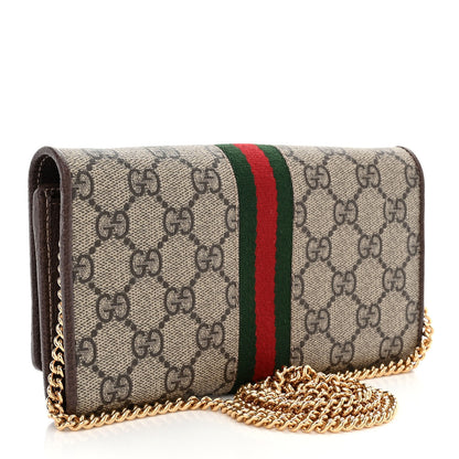 Gucci GG Supreme Monogram Web Ophidia Wallet On Chain Brown 3 of 11