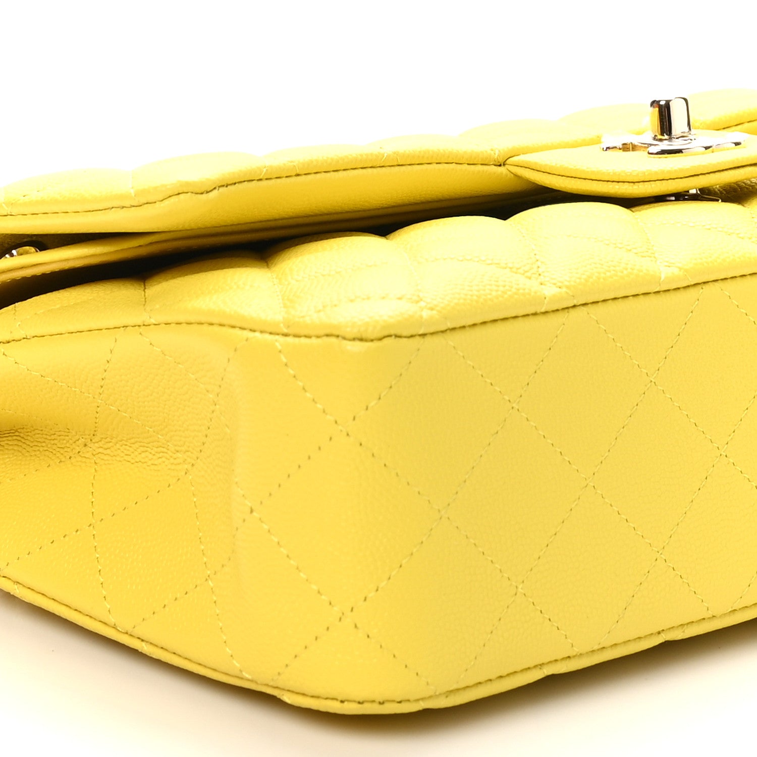 Chanel Caviar Quilted Medium Double Flap Yellow 9 of 11